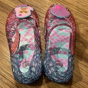 Sparkly little mermaid adjustable strap jelly shoes